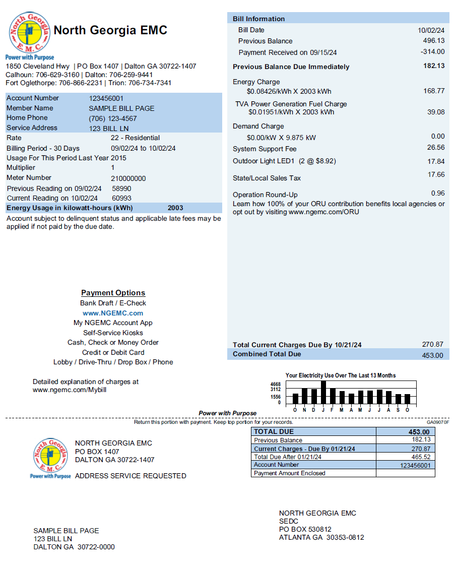 Sample bill 