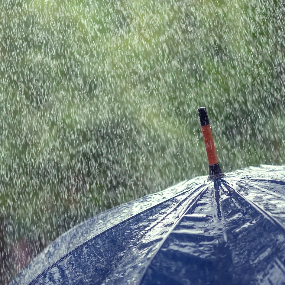 umbrella in rain storm
