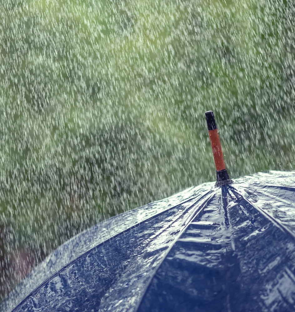 umbrella in rain storm